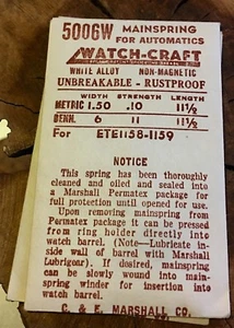 Vintage mainspring to vintage Eterna 1158 1159 bumper automatic watch Swiss part - Picture 1 of 1