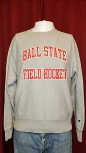 Vtg Gray Champion Reverse Weave Ball State University Field Hockey Sweatshirt - Picture 1 of 24