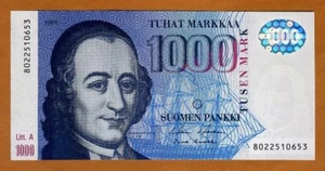 Finlandia, 1000 Markkaa 1986 (1991) P-121 lit. A pre-Euro gema denominación más alta UNC - Imagen 1 de 2