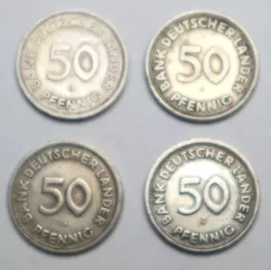 DEUTSCHLAND: 50 Pfennig 1949 D F G J BANK DEUTSCHER LÄNDER kpl., Cu-Ni, ss, Be20 - Bild 1 von 2