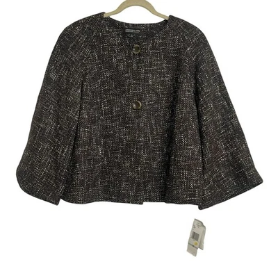 NEW Jones New York Blazer Jacket Cropped Brown Tweed Woman's 1X / 2 Button - Image 1 of 4