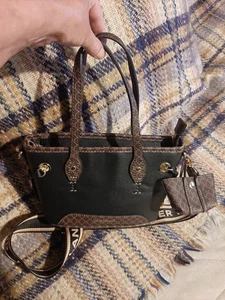 Lovely River Island Black /Brown Monogram Handbag Perfect Condition! - Picture 1 of 15