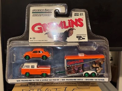 Enganche y remolque Greenlight Gremlins 1972 VW T2 doble cabina 1967 VW Beetle Chase Foto 1 de 4