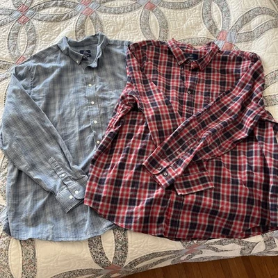 Camisas con botones GEORGE (2) para hombre talla 3XL azul gris rojo cuello manga larga Foto 1 de 4