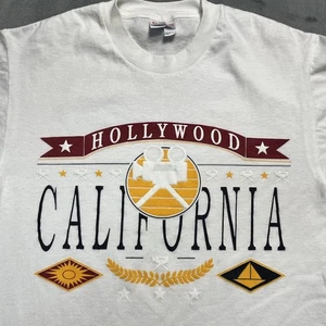 Vintage Hollywood California T-Shirt M Hanes USA Movie Graphic Souvenir Y2K - Picture 1 of 4