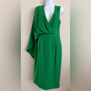 Lavish Alice One Shoulder Caped Dress Emerald Green Sz 8 New - Picture 1 of 10