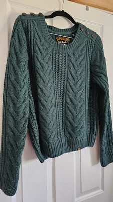 Superdry Chunky Jumper Ladies Size 14 Green Silk Route Co. - Image 1 of 4
