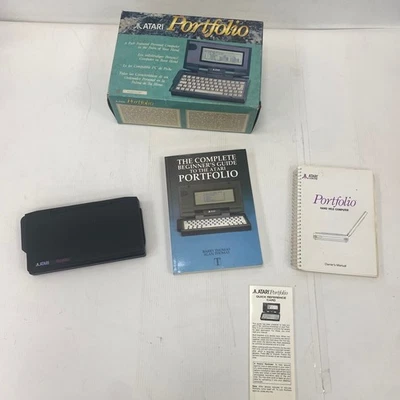 Vintage Atari Portfolio HPC-004 Black Portable 16 Bit Palmtop PC Game Tested Box - Image 1 of 4