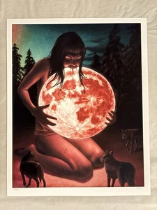 Póster impreso artístico de edición limitada firmado por Casey Weldon "Blood Moon" - Imagen 1 de 1