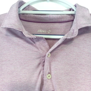 Camisa Polo Johnnie O Para Hombres XXL Rosa Lyndon Rayas Rendimiento Jersey Poliéster - Imagen 1 de 10