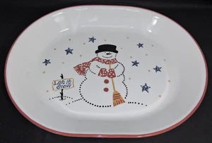 Corelle FROSTY MORN Snowman Christmas Serving Platter 12 1/4" Long Made in USA - Picture 1 of 5
