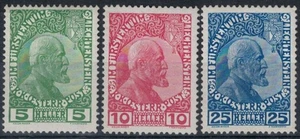 LIECHTENSTEIN 1912 Effigie del Principe Giovanni II 3v MH* - Picture 1 of 1