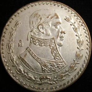 MEXIKO, 1 PESO 1960, JOSE MORELOS, SILBER, GXF. - Bild 1 von 2