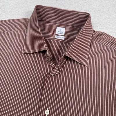 Camisa de vestir Mastai Ferretti para hombre 17,5 - 44 abotonados puños franceses a rayas Italia Foto 1 de 4