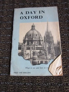A Day in Oxford England Old Tour Book Likely 1940s INFO History Tourist Guide - Picture 1 of 7