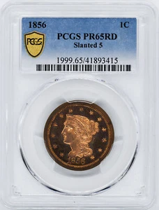 1856 BRAIDED HAIR 1C PCGS PR 65 RD - Picture 1 of 4
