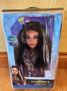 Disney Zombies 3 Willa Wig Child Halloween Costume Werewolf Black White Wavy - Picture 1 of 7