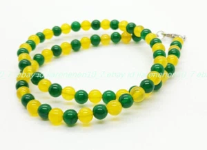 GEMSTONE Jade, Yellow / Green Necklace 6mm - Picture 1 of 12