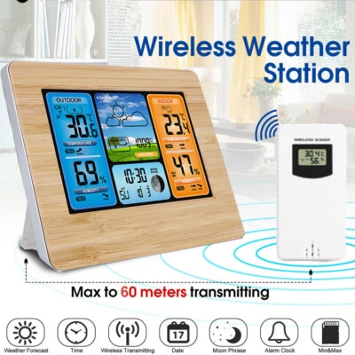 LCD Wireless Weather Station Indoor Outdoor USB Digital Forecast Alarm Clock UK - Image 1 of 4