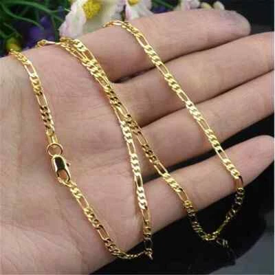 ALIZERO Fashion 18K Gold 16-30 Inch 4mm Figaro Chain Necklace Women Men Jewelry - Image 1 of 4