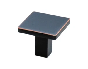 Quadratischer Knopf Schrankknopf Bronze mit Ölschliff massiv Zink - Bild 1 von 3