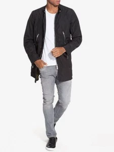 $380 Designer Rare DIESEL Men's J-Pompkins Black Long biker Coat Jacket - Picture 1 of 4