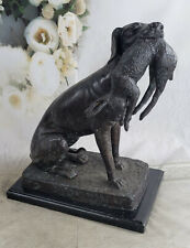 40 CM Western Kunst Deko Pure Bronze Jagd Hund Haken Jagd Hase Sculpture