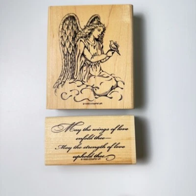 May the wings of love + Angel w/ Bird~Fe~Fuerza~2 estampillas de goma~Stampin' Up Foto 1 de 4