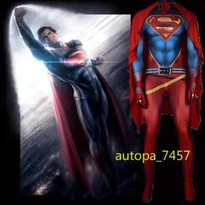 Superman Cosplay Costume Cartoon Superboy Jumpsuit Halloween For Adult & Kids - Picture 1 of 11