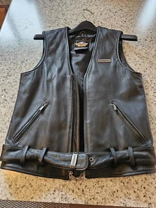 Harley Davidson Motorcycles Leather Vest Size Small - Picture 1 of 5