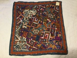 "Bufanda sinfónica vintage estilo años 80 rayón hecha en Italia cuadrada 30"" nueva con etiquetas" - Imagen 1 de 7