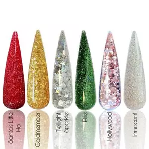 COLECCIÓN JINGLE Uñas Glitterama Acrílico Polvo Acrílico Rojo Oro Navidad Fiesta - Imagen 1 de 8