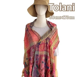 Bufanda Tolani Étnica Tonos Rojos Mariposa Floral HECHA EN INDIA Usada - Imagen 1 de 15