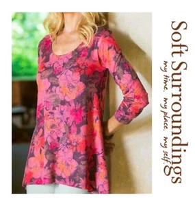 Túnica Top Tillie Soft Surroundings Rosa Naranja Floral Manga Larga Talla S - Imagen 1 de 9