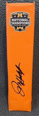 Jim Harbaugh Autographed Football End Zone Pylon Michigan Wolverines/ JSA - Image 1 of 2