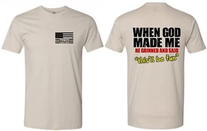 Christian Men's T-shirt When God Made Me This'll Be Fun Inspirational Tee Shirt - Picture 1 of 3