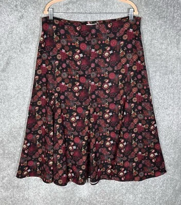 Maxi Falda Acampanada Christopher & Banks Mujer Talla 16 Roja Negra Floral Elastizada Foto 1 de 4