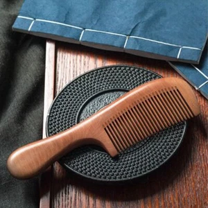 Beauty No-static Hair Care Massage Head Peach Wood Wooden Fine Tooth Comb - Picture 1 of 7