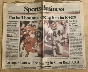 1988 The Milwaukee Journal The Drive Cleveland Browns vs Denver Broncos 18/01/88 - Imagen 1 de 5