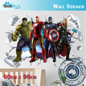 3D Wall Stickers Removable The Avengers Iron Man Hulk Broken Wall Kid Boy Room E - Picture 1 of 3