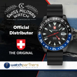 CX Swiss Military GMT NERO SCUBA Swiss watch PVD Case 2nd T/Zone Blk dial 27761 - Picture 1 of 2