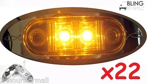 22 Amber w Bezel LED Oblong Oval Clearance Side Marker Truck Trailer 2" Light US - Picture 1 of 5