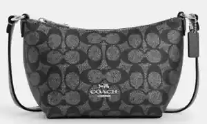 Coach Zip Top Crossbody Bag - Gunmetal Canvas & Metallic Leather - CW338 - Picture 1 of 6