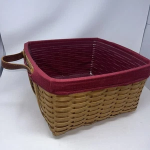 2000 Longaberger Waschtag Korb Kombi Ledergriffe Stoff & Kunststoffeinsatz - Bild 1 von 19