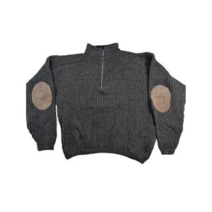 REI Herren Pullover Pulli grau gesprenkelt Strick Ellenbogen Patch Quarter Zip Größe S - Bild 1 von 5