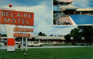 Fayetteville,NC Bel-Aire Motel Old Car Cumberland County North Carolina Postcard - Picture 1 of 2
