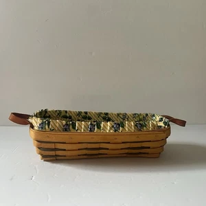 VTG Longaberger 1993 Cracker Basket Floral Fabric Lined Yellow Plastic Insert - Picture 1 of 12