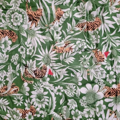 Juego de Sábanas Anthropologie King Verde Blanco Floral Santa Tigre Algodón Vacaciones Nuevo Foto 1 de 4