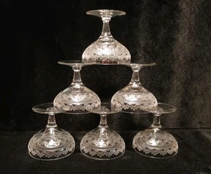 6er Set Coupe Cocktail geschliffen geätzt kurzer Stiel Martini Sektgläser 3 6/8" - Bild 1 von 9