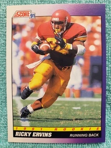 1991 SCORE RICKY ERVINS ROOKIE #582 WASHINGTON REDSKINS RC  - Picture 1 of 4